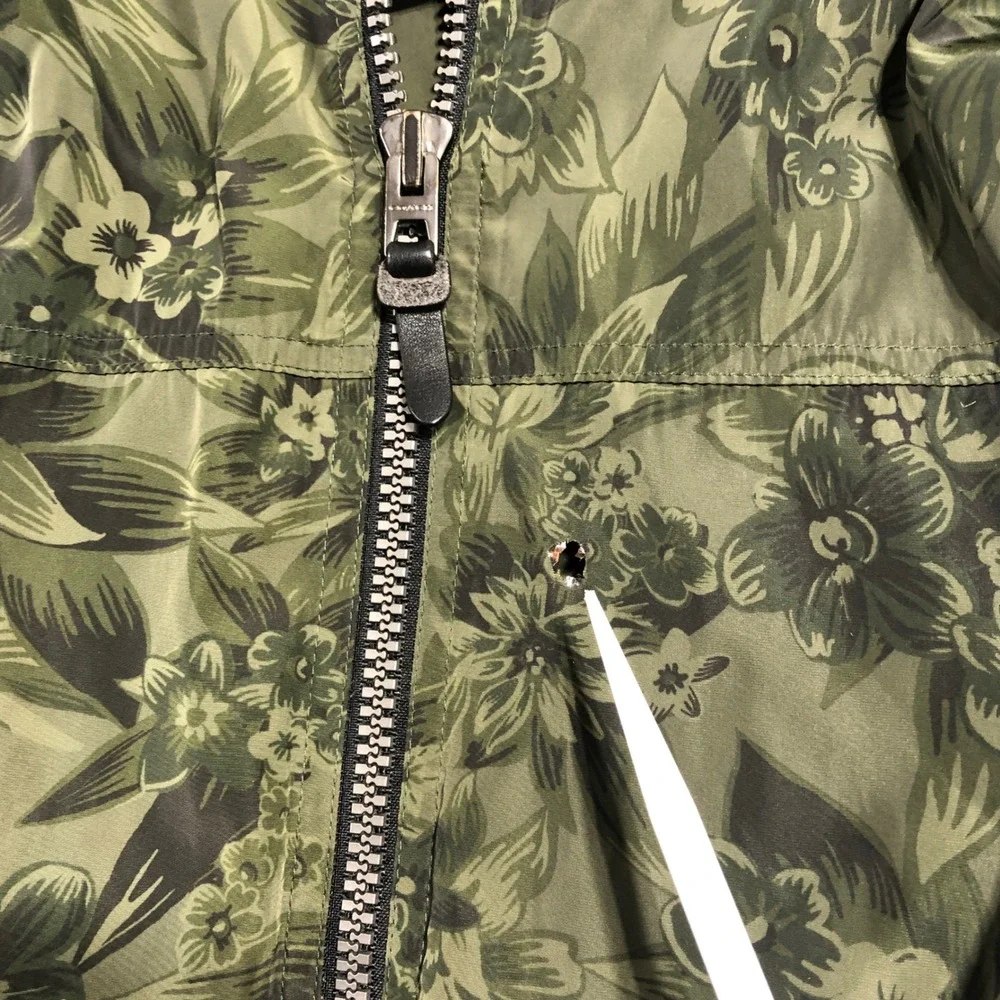 Coach Windbreaker Jacket Womens XS Green Floral Camo‎ Hooded